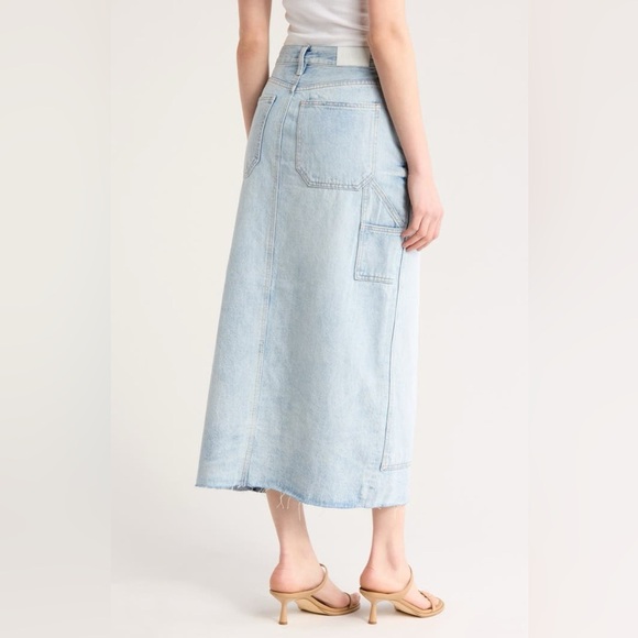 Pistola Midi Skirt Denim Utility Light Wash Size 28 - Picture 2 of 6